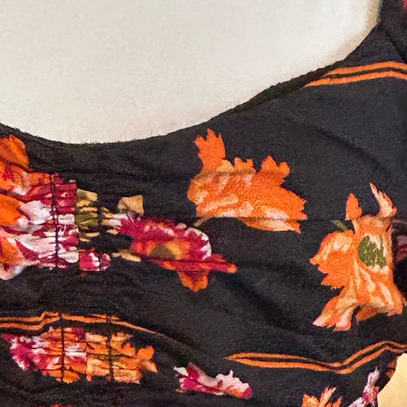 Japna NWT Black Floral Puff Sleeve Midi Dress Size Small Cottagecore Romantic - Picture 8 of 11